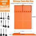 Silicone Grill Mat Compatible with Blackstone, BBQ Griddle Tools Mat with Drip Pad, Spatula Mat for Outdoor Kitchen Counter, Gifts for Men (Orange)
