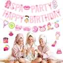 Spa Party Decorations Spa Party Banner Spa Party Temporary Tattoos Pink Slumber Party Decorations Makeup Parties Happy Birthday Sign
