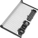 Extra Large Black Expandable Roll Up Dish Drying Rack Up to 25.1''with 2 Storage Baskets,Over The Sink Kitchen Rolling up Dishes Drainer, Foldable,Rollable