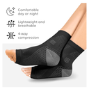 BraceAbility Neuropathy Socks (Pair) - Peripheral Neuritis Compression Diabetic Toeless Foot Sleeves for Nerve Damage Pain in Feet, Ankle Gout, Plantar Fasciitis Relief Brace for Men and Women (L - Black)