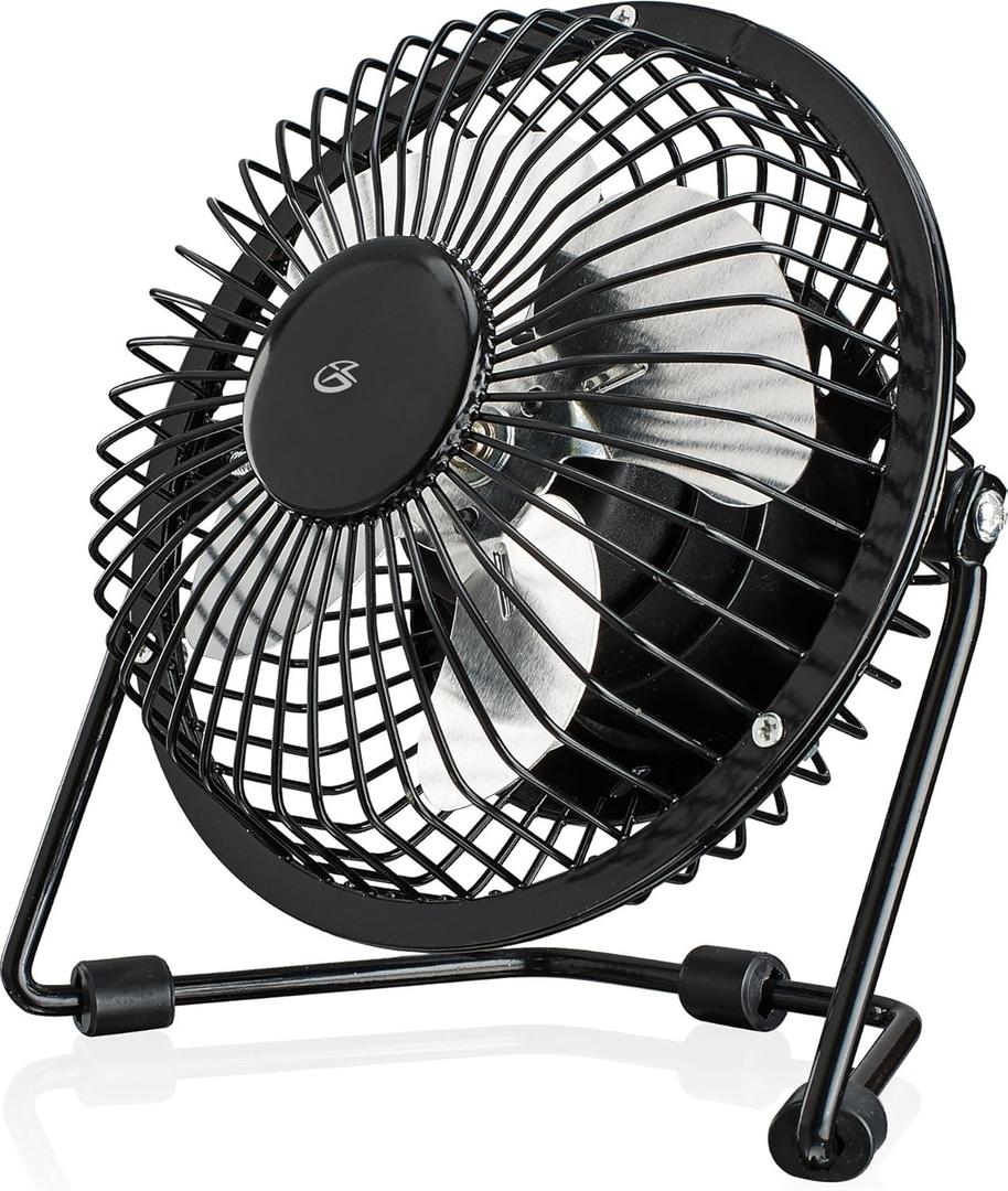 GPX Mini 4" USB Personal Fan, Compatible with Computers, Laptops, Portable Chargers, Black (AU25B)