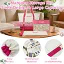 Empty Mahjong Tile Bags Set for American Tiles and Racks,Canvas Tote Bag with Mat Holder Accessories Organizer,Portable Mahjong Case Drawstring Protective Sleeve for Rack Pushers,Rose Red