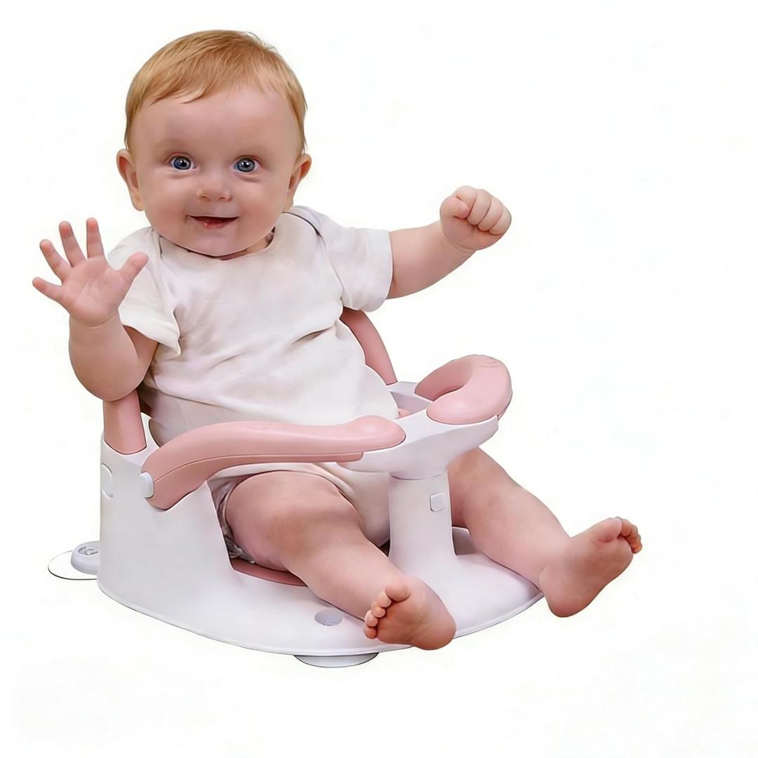 Baby Bath Seat for Babies 6 Months & Up Sitting Up,Infant Bath Seat with Temperature Alert+Open Backrest+on/Off Armrest,Toddler Bath seat Baby Bath Chair for Bathtub,Tub,Sink Rose