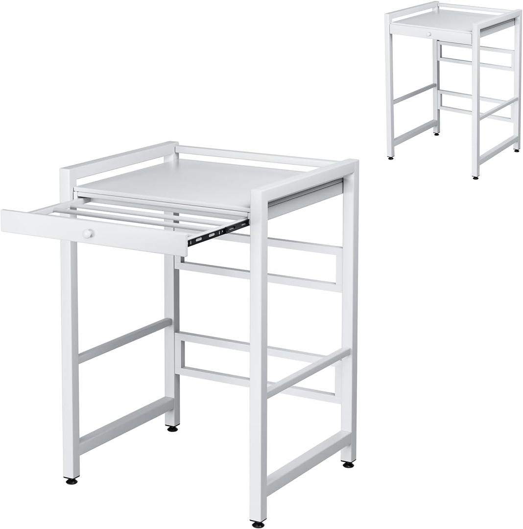 Over The Washer and Dryer Storage Shelf, Washing Machine Storage Utility Rack with Countertop, Washing Machine Storages Stand White