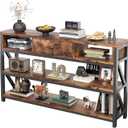 Mexin Console Table with Drawer Shelves, Entryway Table with 3 Tier Storage Shelves, Industrial Wood Hallway Sofa Table for Living Room, Couch, Foyer, Kitchen Counter, 47 Inch Rustic Brown
