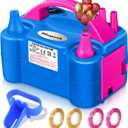 FLSEPAMB Balloon Pump, Electric Balloon Pump, Portable Dual Nozzle 110V 600W Electric Balloon Blower, Balloon Pump for Party Decorations with Tying Tool, Colored Ribbons (Blue)