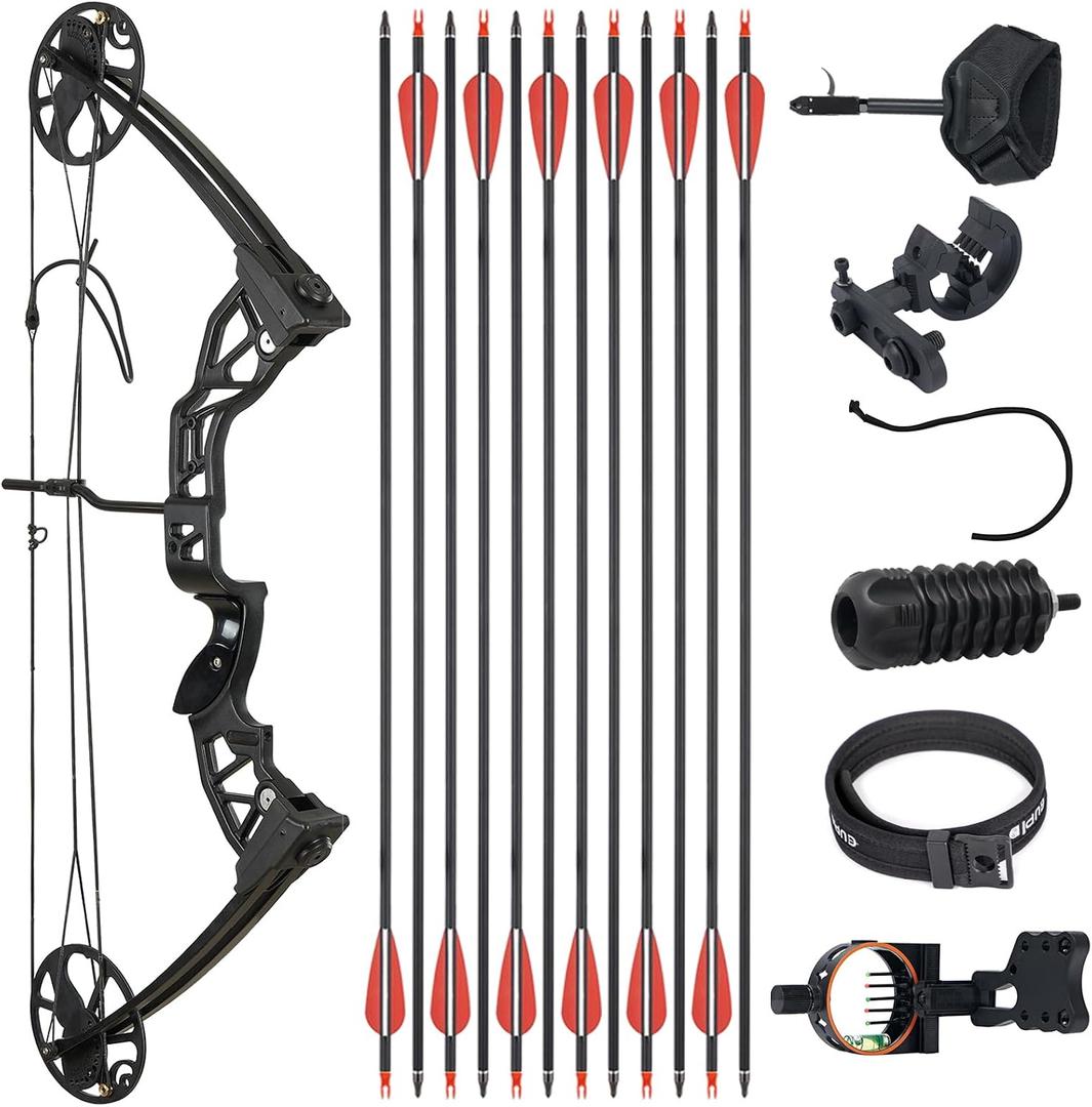 Ready to Hunt Compound Bow Package for Adults，20-70 Lbs Draw Weight, No Bow Press Needed,19”-30” Draw Length,Right Hand Archery Compound Bows Draw Weight Adjustable，Hunting Bow Kit for Beginner, 31"
