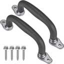 SELEWARE Black Playground Safety Handles, Non-Slip Kids Playground Grab Handles, Durable Indoor Outdoor Playset Hand Grips for Playhouse, Treehouse, Climbing Frame, Jungle Gym, Swing Set, 2 Pack