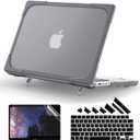 Batianda for New MacBook Pro 14 inch Case M4 M3 M2 Pro/Max Chip 2024 2023 2021 Release Model A3401/A2918/A2992, Heavy Duty Shockproof Hard Shell Protective Cover Fold Kickstand & Keyboard Cover, Gray