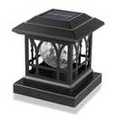 AEFRELEOHT Solar Post Cap Lights, Warm White & RGB Automatic Cycling, Cracked Glass Bulb, 20 Lumens lP65 Waterproof Fit 3.6x3.6 4x4 4.5x4.5 5x5 Wood Fence Post Solar Powered Lights Black (12 Pack)