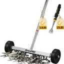 GRENPRO 17" Rolling Magnetic Sweeper with Wheels,8.8 Lbs Pull Force,Telescoping Handle,2-Pack Includes Magnetic Pickup Tool for Construction,Workshop,Garage & Yard