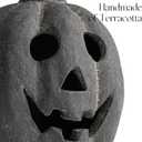 Halloween Decorations - Fall Decor - 7.5"H Black Handmade Terracotta Jack O Lantern Pumpkin for Outdoor Indoor -Cute Spooky Decoration Centerpieces for Tables Porch Yard Home Kitchen Front Door Mantel