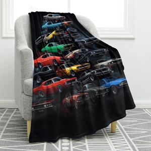 Jekeno Car Gifts Blanket for Man Son Brother Birthday Valentines Christmas Soft Cozy Plush Kids Teen Adults Throw Presents Decor for Classic Car Lovers Home Bedroom Living Room Sofa Couch 50"x60"