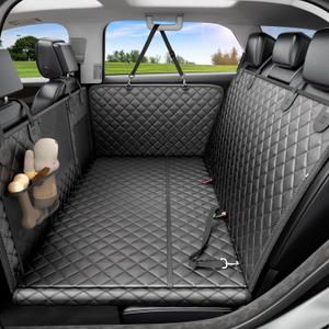 REEVAA Dog Car Seat Cover for Back Seat, Hard Bottom Dog Hammock, Pet Bed Extender for 2-4 Large/Medium Dogs, Waterproof Seat Protector, Universal L Size Fits for SUV Medium Truck, Black