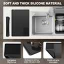 Silicone Coffee Mat with Raised Edges, 24' x 16', Bar Mat for Countertops, Anti-Slip, Heat-Resistant Pad for Espresso Machines, Dish Drying Mat, Dinner Plates, Ice Cream Machines (BLACK)