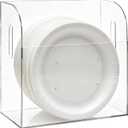 Paper Plate Dispenser, 11 Inch Large Wall Mounted Acrylic Paper Plates Holder Under Cabinet, Easy Access Vertical Plate Organizer for Kitchen Counter, Fits Round and Square Plates