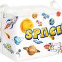 Clastyle Cosmic Space Planet Laundry Basket Star Kids Clothes Book Storage Basket Gift Toy Box for Bedroom Decor,Rocket,40x30x30 cm
