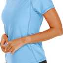 Women's UPF 50+ Rash Guard Sun Protection Swim Shirt Quick Dry Swimsuit Lightweight Short Sleeve Top Only (Blue) M