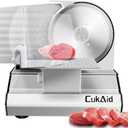Electric Meat Slicer, 200W Meat Slicer Machine for Home Use, Deli Food Slicer, Meat Cutter Machine, Aluminum,Dishwasher Safe, Removable Blade & Food Carriage and Pusher, 7/8 Inch Adjustable Thickness (Silver)