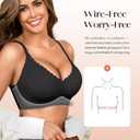 Seamless Jelly Bras for Women 3 Pack - Deep V Wireless Push Up No Wire Womens Bra Padded Comfort with Support for Gifts (M)