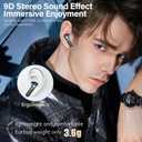 Wireless Earbuds, Bluetooth 5.3 Headphones HiFi Stereo 50H Playback LED Digital Display Ear Buds with ENC Noise Canceling Headset, IPX7 Waterproof Earphones for Gym/Running/Work (Black)