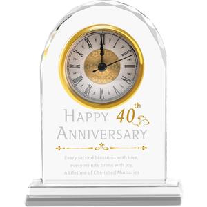 40th Anniversary Wedding Gifts Crystal Clock Gifts For Wife Husband,Laser Engraved 40th Anniversary Wedding Crystal Keepsake Gift For Couple Parents,40th Anniversary Quartz Clock Decorations For Home