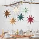 ReliThick 6 Pcs Neutral Star Paper Lanterns 12 Inch 7 Pointed Christmas Hanging Stars Ornaments 3D Paper Lanterns Lampshade Christmas Party Wedding Birthday Home Decor (Morandi Colors)
