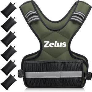 ZELUS Weighted Vest for Men and Women | 4-10lb Vest with 6 Ironsand Weights for Home Workouts | Adjustable Body Weight Vest Exercise Set for Cardio and Strength Training (Green)