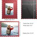 8X10 Wavy Picture Frame With Mat For 5x7, Wavy Edge Wooden Picture Frame with Real Glass - Wall Mount and Tabletop Display, Red, 2 Pack