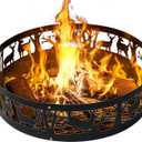 Fire Pit Ring 36 Inch - Heavy Duty Steel Smokeless Fire Ring Insert for Outside Wood Burning Large Round Firepit Liner for Camping Backyard Patio Garden (36x9 Inch) (Black)