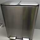 Elevon Kitchen Trash Can with Lid, 2 x 8 Gallon Garbage Can, with Soft-Close Foot Pedal and Removable Inner Bucket, 60 Liter Large Stainless Waste Bin for Bathroom Bedroom Home Office