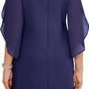 RUMIA Cocktail Dresses for Women Chiffon Sleeve Wedding Guest Dress, L
