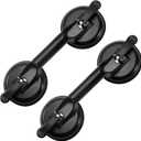 Glass Suction Cups Heavy Duty Aluminum Handle Holder Hooks to Lift Large Glass/Moving/Pad for Lifting/Dent Fixer (2 Pack) (Black)