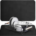 Dish Drying Mat for Kitchen Counter | Coffee Bar Mat for Countertops | Heat Resistant Drainer Mat with Non-Slip Rubber Backed | Hide Stain Kitchen Absorbent Draining Mat | Black, 12"x19"