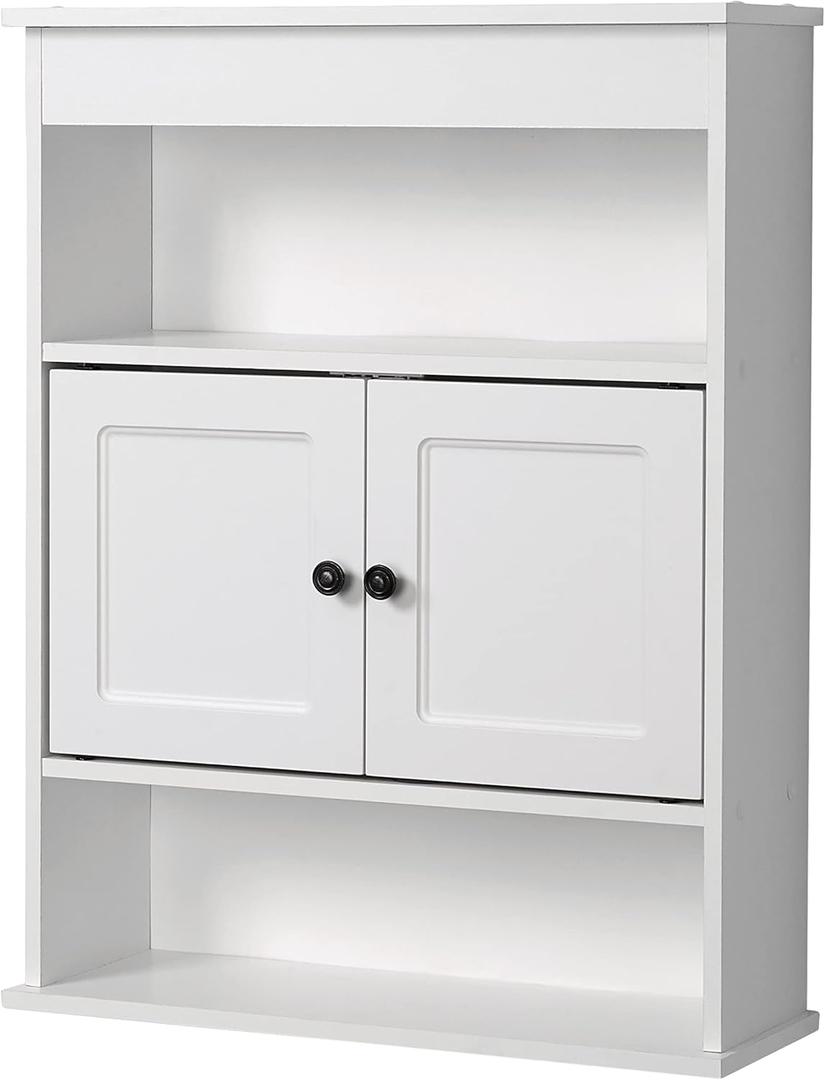 Zenna Home Bathroom Storage Wall Cabinet, Wooden Wall Mounted Storage Organizer, Ideal Medicine Cabinet or Over The Toilet Storage, White, 21.5 inches x 29 inches x 6.88 inches