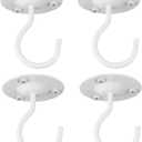 Monarch Abode Ceiling Hooks for Hanging Plants  Heavy Duty Ceiling Hooks for Hanging Lights, 2.7 Inch Metal White Wall Plant Hanger for Indoor Outdoor, Swag Hook, Wall Mount Plant Hook, 4 Pack