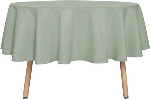 sancua Round Tablecloth - 60 Inch - Water Resistant Spill Proof Washable Polyester Table Cloth Decorative Fabric Table Cover for Dining Tables, Buffet Parties and Camping, Sage Green