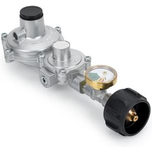 Stanbroil Horizontal Two Stage Propane Regulator with Gauge, Standard 3/8 Female NPT and QCC1, Great for Gas Grill, RV, Propane Heater