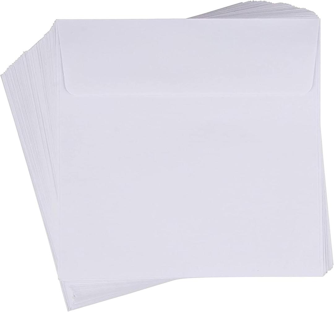 60 Pack White Square Envelopes, 5.5 x 5.5 Inches Kraft Paper Envelopes for Mailing Invitations, Weddings, Baby Showers, Birthdays, Small Business, Greeting Cards