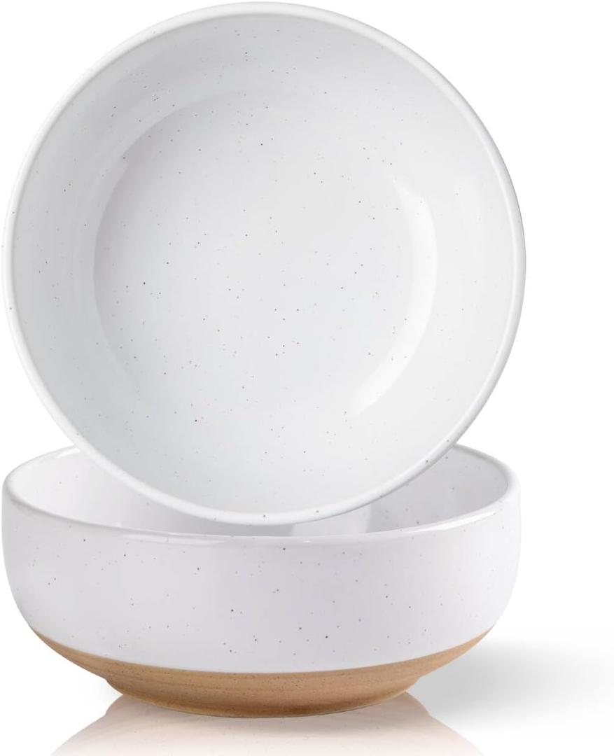 AmorArc Stoneware Cereal Bowls for Kitchen, 22 ounce Ceramic Soup Bowls Set of 2 for Oatmeal Snacks Soup Cereal, Scratch-Resistant Kitchen Bowls, White