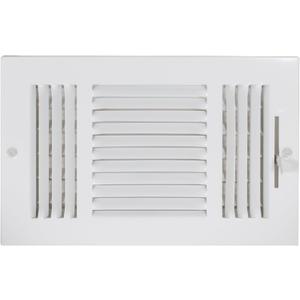 EZ-FLO 10 x 6 Inch (Duct Opening) Air Vent Cover for Wall or Ceiling, Three-Way Ventilation Register, Solid Steel HVAC Register Cover, White, 61614