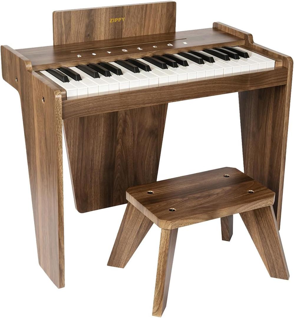 ZIPPY Kids Piano Keyboard, 37 Keys Digital Piano for Kids, Touch Sensitive Control Panel, Built-in Songs, Volume Adjustable, Music Educational Instrument, Wood Piano for 3+ Girls and Boys(Walnut Plus), 12.6 x 22.4 x 18.1 inches