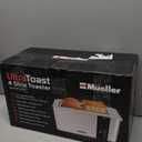 Mueller UltraToast Full Stainless Steel Toaster 4 Slice, Long Extra-Wide Slots for Bagels and Waffles, 6 Browning Levels, LED Display, Cancel/Defrost/Reheat Functions & Removable Tray, Kitchen Gadgets