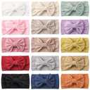 jollybows 15 PCS Baby Girls Headbands with Bows Handmade Hair Accessories Stretchy Hairbands for Newborn Infant Toddler (1- Single layer 15 Muti-colors)