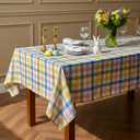 Easter Waterproof Polyester Tablecloth, Pastel Checkered Fabric Table Cover for Spring Party, Kitchen Dining Decor, Easy Care Cloth Tablecloth for Indoor Outdoor Use, W60 x L120 in
