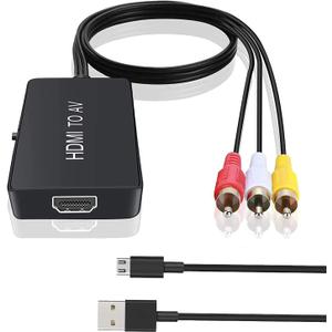 HDMI to RCA, HDMI to Older TV Adapter Compatible for Fire Stick, Roku, Apple TV, Xiaomi Mi Box, Android TV Box, DVD, Blu-ray Player ect.HDMI to AV Converter