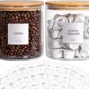 Laramaid 73oz 2Pack Glass Jar Canisters with Minimalist Labels, Round Pantry Jars with Bamboo Lids, Vinyl Customized Labels and White Pen, Food Storage Containers for Home, Kitchen and Pantry