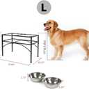 Funkeen Elevated Dog Bowls Raised Pet Feeder Cat Food & Water Diner Stand Set w/ 2 Removable Stainless Steel Bowls (2 Quarts/13.77" in Height)