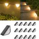 ASLIDECOR Solar Step Lights Outdoor 16 Pack,Warm White Solar Deck Light Waterproof LED Solar Fence Lighting Decor for Stair Patio Front Porch Balcony Wall Garden and Back Yard