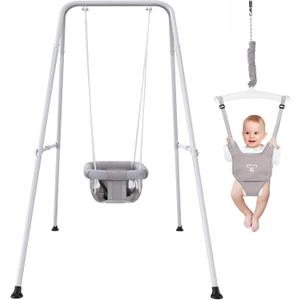 2 in 1 Baby Jumper with Swing, Baby Swing Indoor and Outdoor Use, Baby Jumpers and Bouncers, Toddler Swing with Foldable Stand